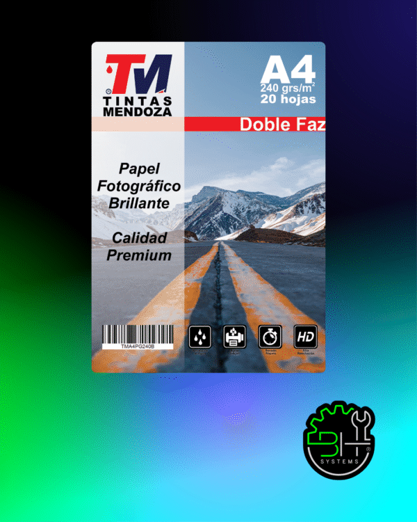 Papel Fotográfico Brillante Doble Faz A4 240gr x 20 Hojas