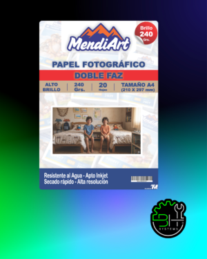 Papel Fotográfico Brillo Doble Faz MendiArt A4 240gr x 20 Hojas