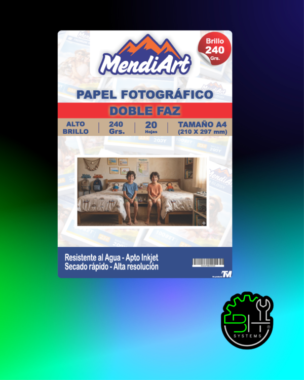 Papel Fotográfico Brillo Doble Faz MendiArt A4 240gr x 20 Hojas