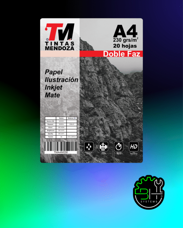 Papel Fotográfico Mate Doble Faz A4 230gr x 20 Hojas