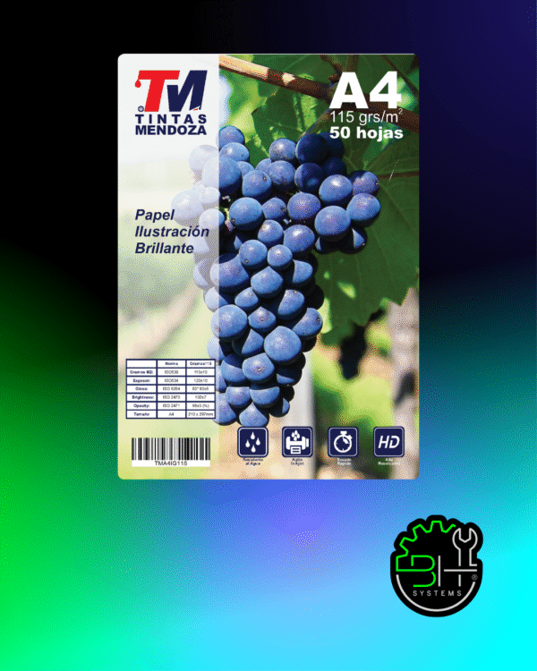 Papel Ilustracion Inkjet Brillo A4 115grs x 50 hjs