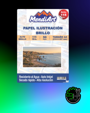 Papel Ilustración Brillo MendiArt A4 115grs x 50 hojas