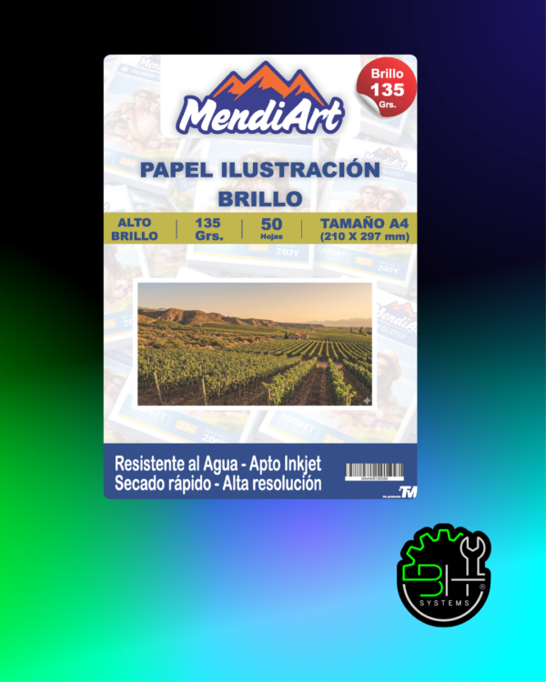 Papel Ilustración Brillo MendiArt A4 135gr x 50 Hojas