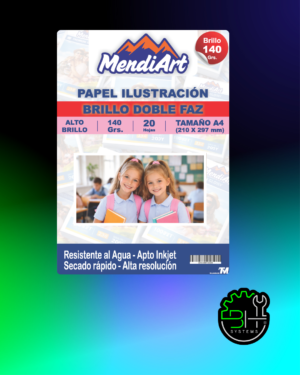 Papel Ilustración Brillo Doble Faz MendiArt A4 140gr x 20 Hojas
