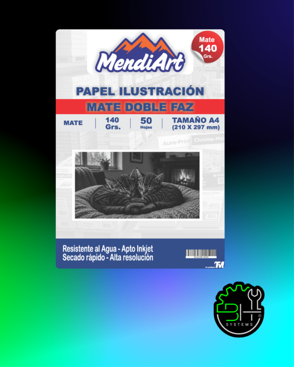 Papel Ilustración Mate Doble Faz MendiArt A4 140grs x 50 Hojas