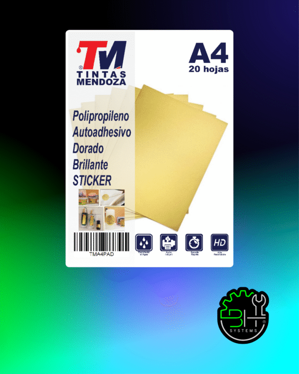 Polipropileno Autoadhesivo Dorado A4 x 20 hjs