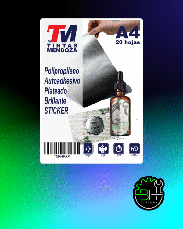 Polipropileno Autoadhesivo Plateado A4 x 20 hjs
