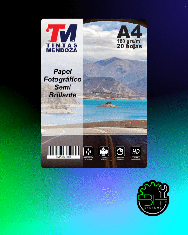 Papel fotográfico Semi-brillo A4 180grs x 20 Hojas