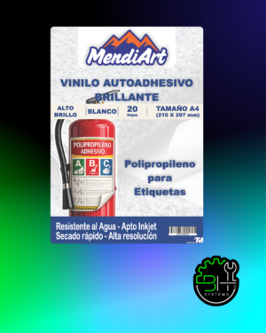 Vinilo Autoadhesivo Brillante Blanco MendiaArt A4 x 20 Hojas