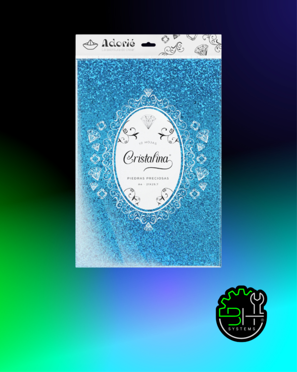 Cristalina Celeste Zafiro Adorié 250grs A4 x 10Hojas