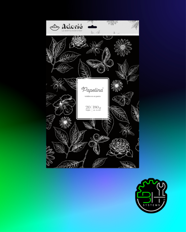 Papelina Negro Noche Adorié 180grs A4 x 20Hojas