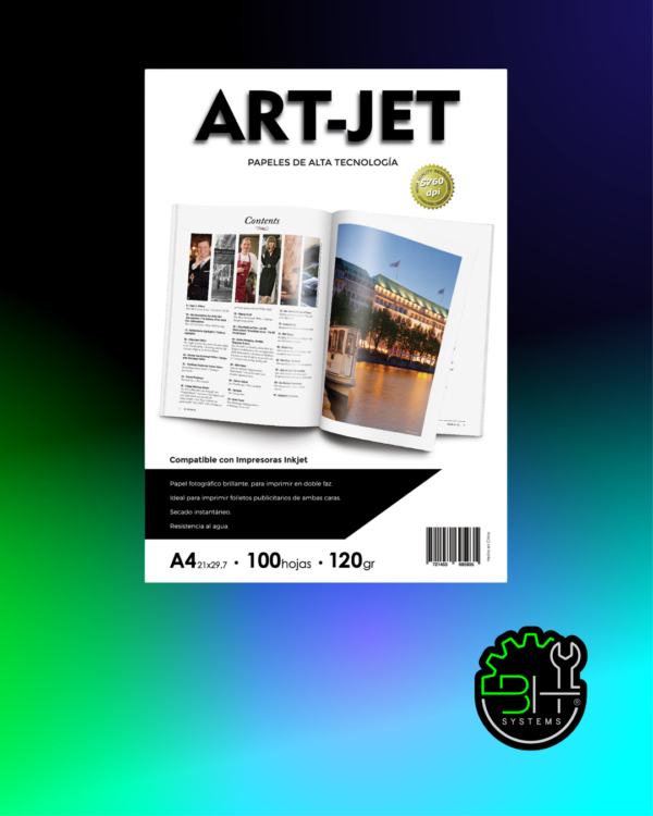 Papel Fotografico Brillante Doble Faz Art-jet 120grs A4 x 100Hoj