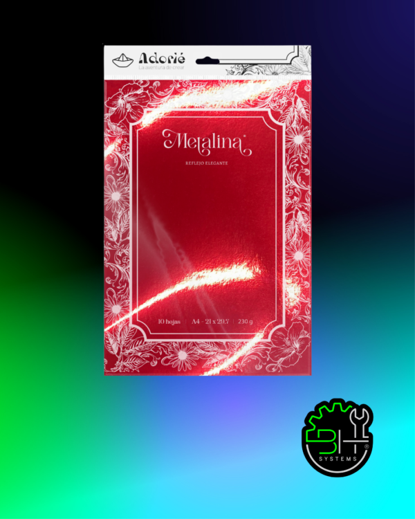 Metalina Rojo Navidad Adorié 230grs A4 x 10Hojas