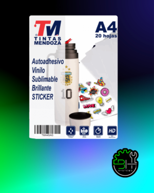 Vinilo Sublimable Adhesivo Brillante TM A4 x 20 hjs