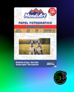 Papel Fotográfico Brillo Doble Faz MendiArt A4 180gr x 20 Hojas