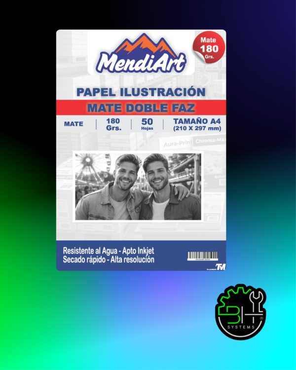 Mate doble A4 180gr x 50 Papel Ilustración Mate Doble Faz MendiArt A4 180gr x 20 Hojas